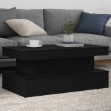 VidaXL Masuta de cafea cu lumini LED Stejar negru 90x50x40 cm