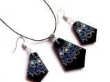 Set bijuterii lemn cu mandala 42901, Set bijuterii handmade