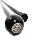 Baston Masonic Negru cu Simbol Echer și Compas &ndash; 140 cm &ndash; Sistem Culisant