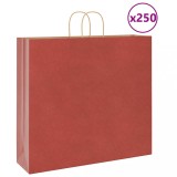 VidaXL Pungi de h&acirc;rtie 250 buc cu m&acirc;nere roșii 54x15x49 cm