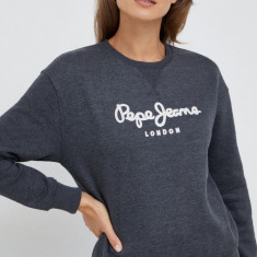 Pepe Jeans bluza femei, culoarea gri, cu imprimeu