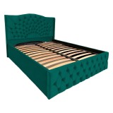 Pat Matrimonial Elsa tapitat cu somiera rabatabila diverse dimensiuni, culoare Verde - 180x200