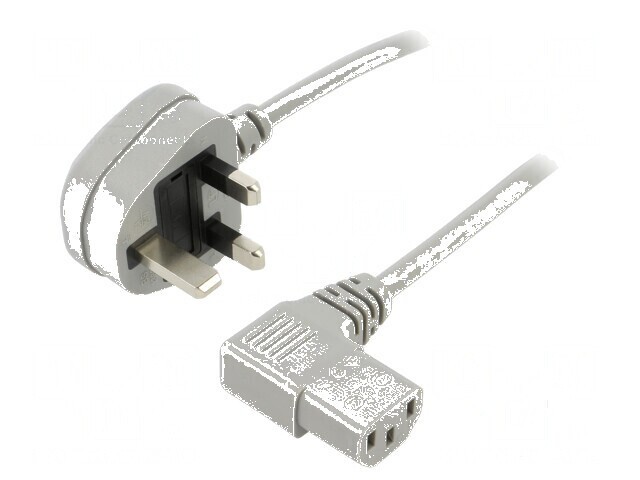 Cablu 3x0,75mm2 BS 1363 cu mufă IEC C13 mamă 90&deg; PVC 1,8m