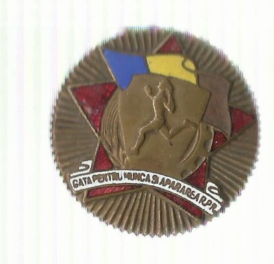 AMS# - INSIGNA GATA PENTRU MUNCA SI APARAREA RPR, VAR. MARE, RARA, diam. 35 mm foto