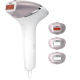 Epilator IPL Philips Lumea Seria 9000 BRI947/00, Senzor Smartskin, tehnologie SenseIQ, utilizare cu fir, 450.000 impusuri, accesoriu fata, corp, axila