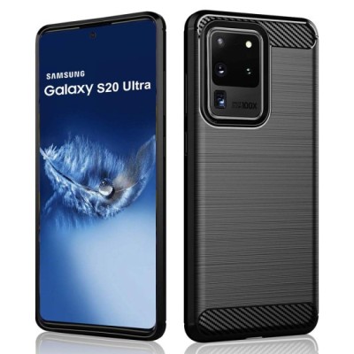 Husa pentru Samsung Galaxy S20 Ultra 4G / S20 Ultra 5G - Techsuit Carbon Silicone - Black foto