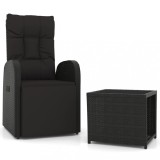 Cumpara ieftin Set sezlonguri gradina, 2 piese, negru, poliratan&amp;otel