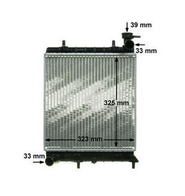 Radiator racire Hyundai Accent, 06.1999-02.2003, motor 1.3, 63 kw; 1.5, 66/73 kw, benzina, cutie manuala, cu/fara AC, 322x335x23 mm, aluminiu/plastic