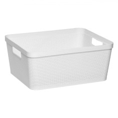 Co? Depozitare Plastic, Model Ratan, Capacitate 12L, Culoare Alb, Dimensiuni 35.3x29x15 cm foto