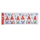 Autocolante Decorative Crăciun Gnome și Fulgi de Zăpadă cu Glitter 60x20cm, Multicolor, Oem