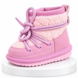 Cizme roz imblanite pentru fete SuperBaby din piele ecologica, talpa cauciuc,