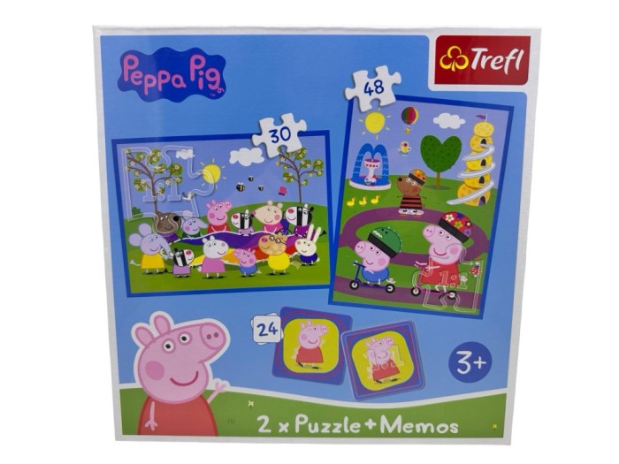 Puzzle Peppa Pig 2 in 1 cu memos pentru copii Trefl