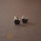 Cercei Unisex Argint 925 cu Cristal Zirconia Negru Patrat, 7 mm
