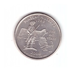 Moneda SUA 25 centi/quarter dollar 2000 P, Massachusetts, stare buna, curata