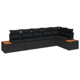 vidaXL Set de canapele pentru grădină cu pernă 6 pcs Negru Rattan poli 3348094