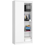 Biblioteca, placa laminata, 8 rafturi, 1 usa, alb, 80x35x180 cm, Akord