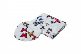 Set paturica + pernuta pentru formarea capului bebelusului SomnArt, model fluturas, Bleu Relax KipRoom