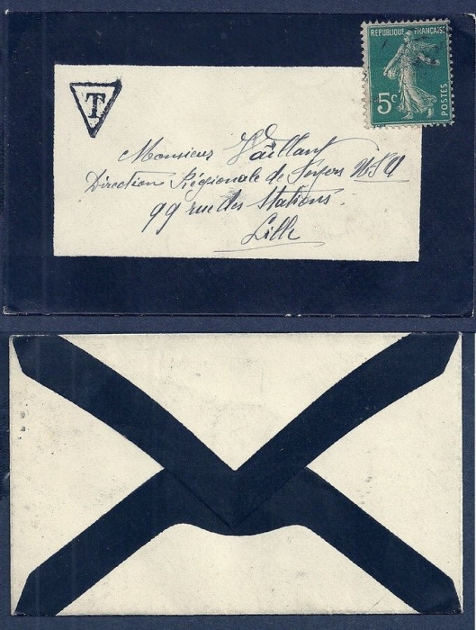 France - Postal History Rare Old taxed cover LILLE D.333