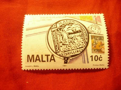 Serie Malta 1991 - 25 Ani de Filatelie ,1 valoare foto