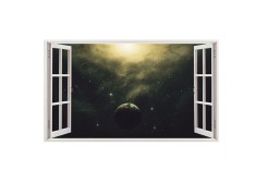Autocolant decorativ, Fereastra, Planete, Multicolor, 83 cm, 5ST foto