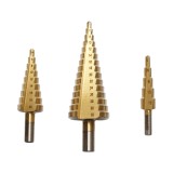 Set 3 burghie conice in 5 trepte 4-12mm, 9 trepte 4-20mm, 15 trepte 4-35mm din otel 4241 HSS pentru metal, aluminiu, lemn Crownman