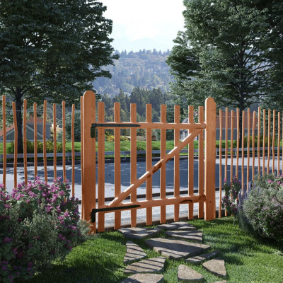 vidaXL Poarta de gard simplă, lemn de alun tratat, 100 x 100 cm foto