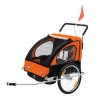Remorca bicicleta Homcom 2 in 1, portocaliu/negru, 1-2 copii, carlig universal, suspensie, plasa insecte, &lt;40kg, L142cm
