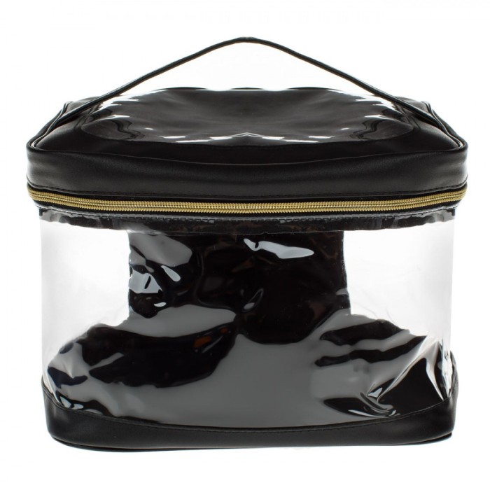 Portfard Transparent Tip Valiza, Model Negru, Dimensiuni 26x18.5x20.5cm