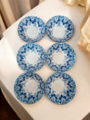 Set 6 boluri ceramice albastre vintage
