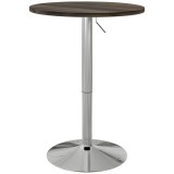 HOMCOM Masă de Bar Rotundă Reglabilă, pentru Pub, cu Blat Pivotant 360&deg; și Bază din Oțel, Nuc | Aosom Romania
