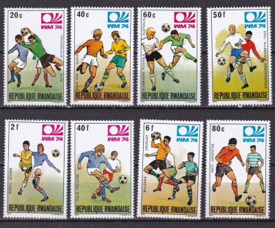 Rwanda 1974 sport fotbal MI 626-633 MNH foto