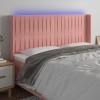 VidaXL Tăblie de pat cu LED, roz, 203x16x118/128 cm, catifea