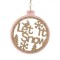 Ornament Brad de Crăciun, Model Let it Snow, Roz, Glitter Bej, 10cm, Lemn și Poliester