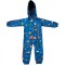 Salopeta pentru copii din material softshell Kidscare, cu protectie la vant si ploaie cu imprimeu Utilaje