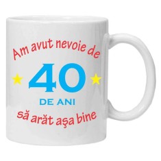 Cana alba personalizata &quot;am avut nevoie de 40 de ani&quot;, INOVATIX&reg;️. 330ml