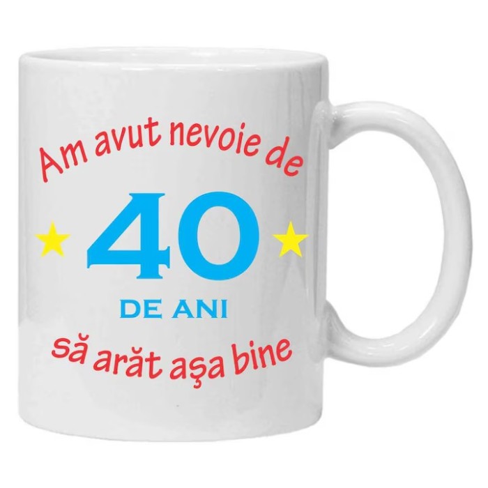Cana alba personalizata &quot;am avut nevoie de 40 de ani&quot;, INOVATIX&reg;️. 330ml
