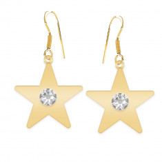 Little Star - Cercei personalizati steluta cu tortita deschisa din argint 925 placat cu aur galben 24K