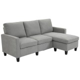 HOMCOM Canapea de colt modulara si moderna, canapea 3 locuri cu peninsula reversibila din material textil gri deschis, 197x139x 91 cm | Aosom Romania