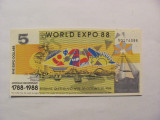 CY - 5 Expo Dollars dolari / World Expo 1988 / Australia / UNC