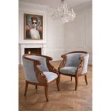 Fotoliu Empire din lemn mahon cu tapiterie din matase MAR059