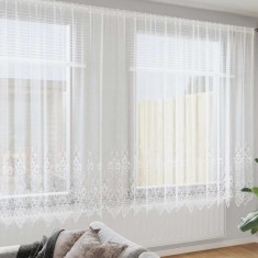 vidaXL Perdele cu perdele Floral Alb 600 x 200 cm Poliester