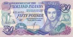 Bancnota Insulele Falkland 50 Pounds 1990 - P16 UNC foto