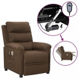 VidaXL Fotoliu de masaj electric, maro, material textil