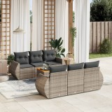 vidaXL Set canapele de grădină, 7 piese, cu perne, gri, poliratan