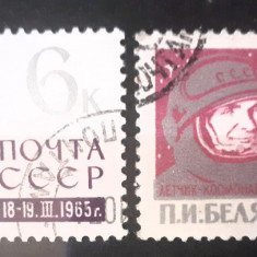 Rusia 1965 cosmonauti saptiu, cosmos serie 2v. stampilat