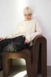 Medicine pulover din l&acirc;nă de alpaca culoarea bej, călduros