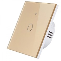 Intrerupator inteligent cu touch, Wifi, 1 canal, 10A, Auriu