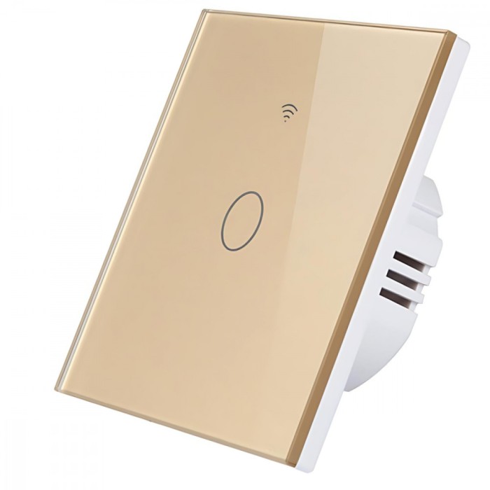 Intrerupator inteligent cu touch, Wifi, 1 canal, 10A, Auriu