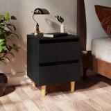 Noptiera Gossi negru, 40x35x50 cm, lemn masiv pin, 2 sertare, stil scandinav, moderna, dormitor