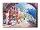 Cumpara ieftin Tablou pictat manual living, dormitor, Colt de rai, o zi minunata, 100x70cm ulei pe panza in cutit efect 3D, Valentin Pop